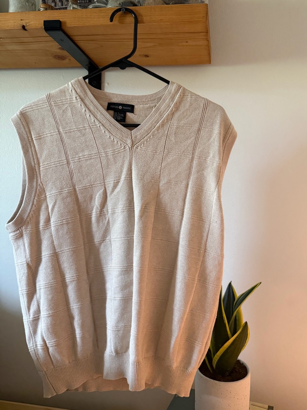 Classic Men's Cream V-Neck Sweater Vest